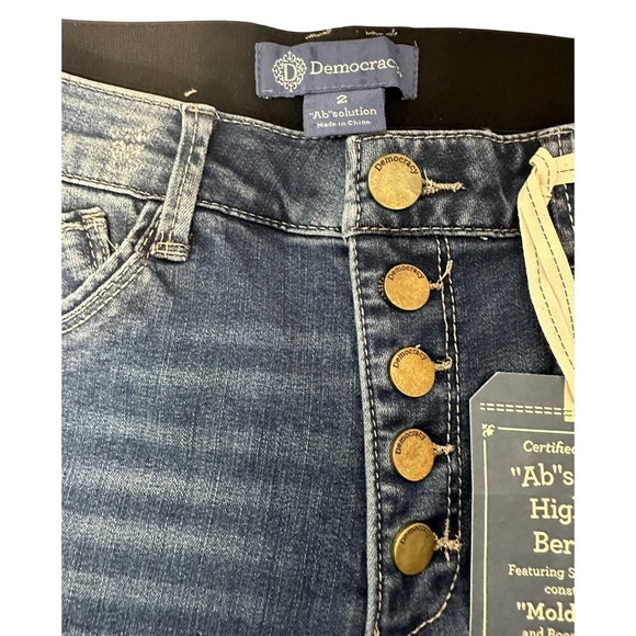 Democracy Womens Ab Solution Mid Blue Vintage High Rise  Bermuda Jean Short SZ 2 - Picture 13 of 16